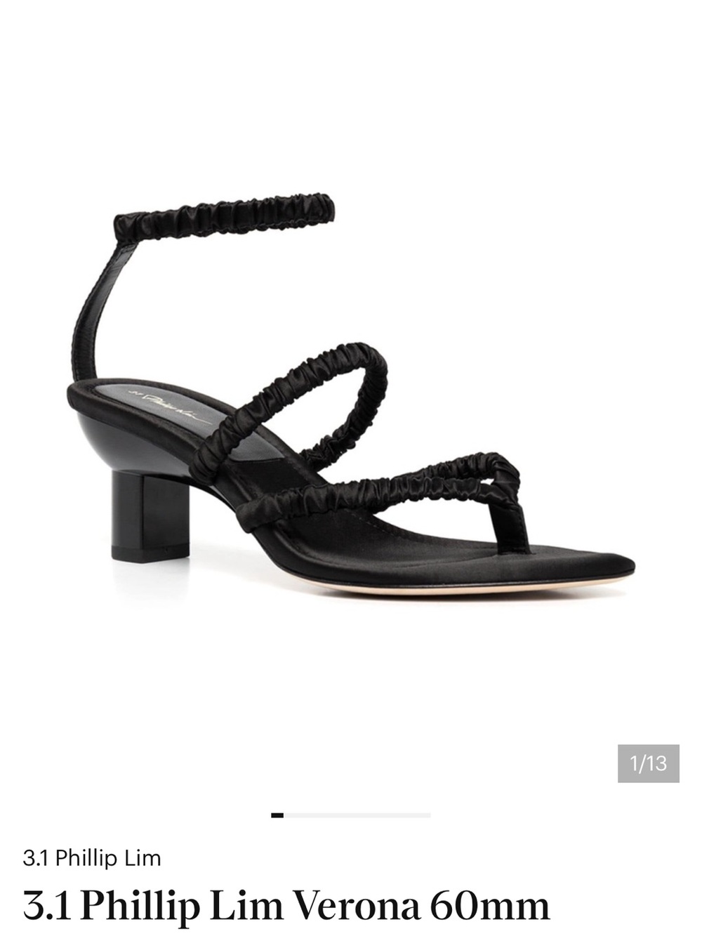 3.1 Phillip Lim Black Ruched-Strap Mid-Heel Sandal Size EU 39